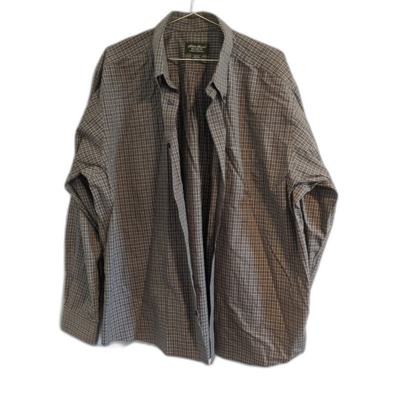 Eddie Bauer Wrinkle Free Relaxed Fit Button Up Shirt Mens XL Green Cotton - Picture 1 of 4